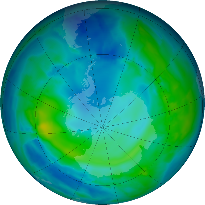 Antarctic ozone map for 06 May 2012